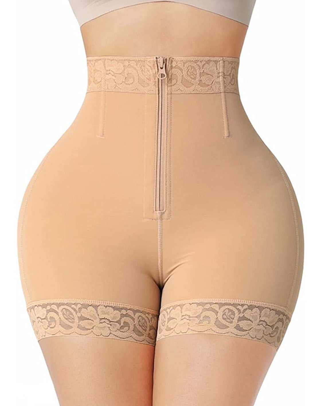 Pantalones de cintura alta con cremallera que levantan la cadera y controlan el abdomen