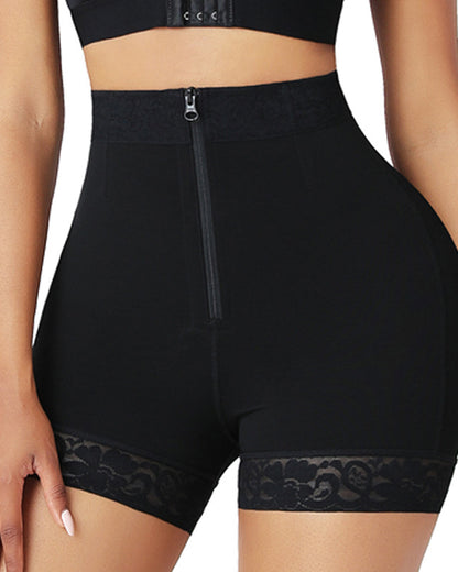 Pantalones de cintura alta con cremallera que levantan la cadera y controlan el abdomen