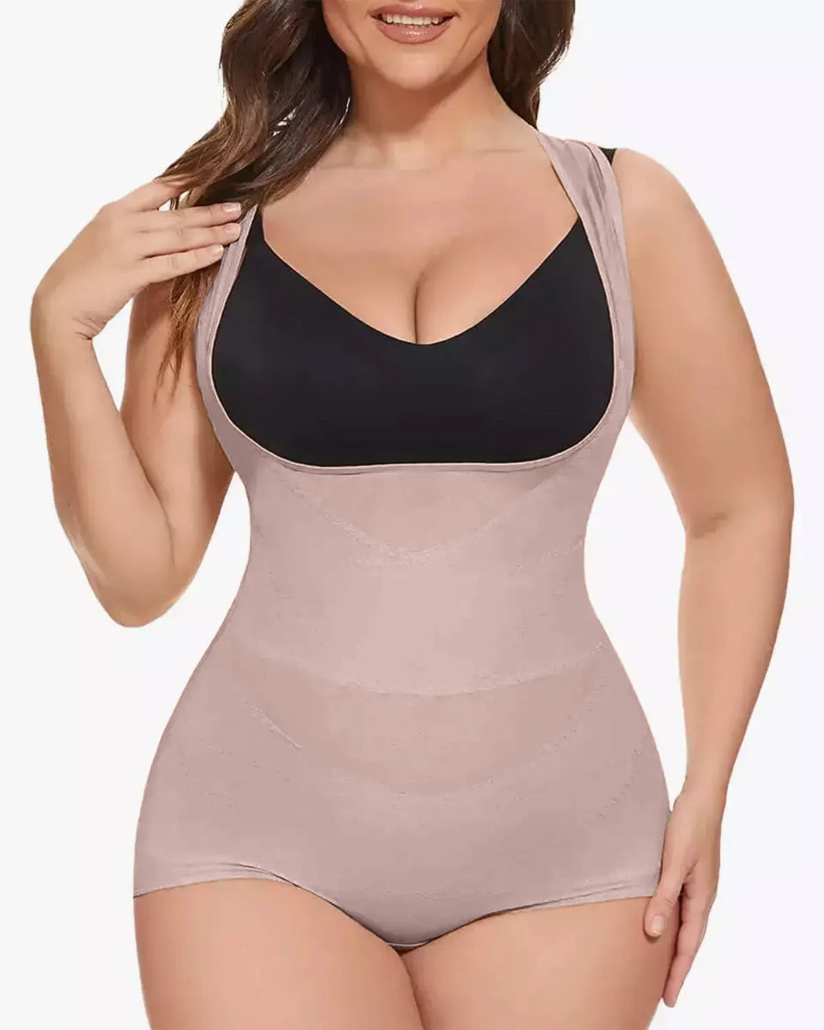 Body sexy de malla transparente que controla el abdomen