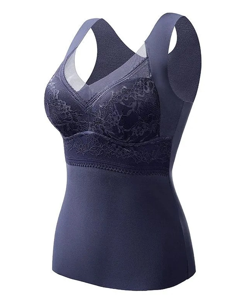 Ropa interior térmica de terciopelo con cuello en V y encaje para mujer, otoño/invierno