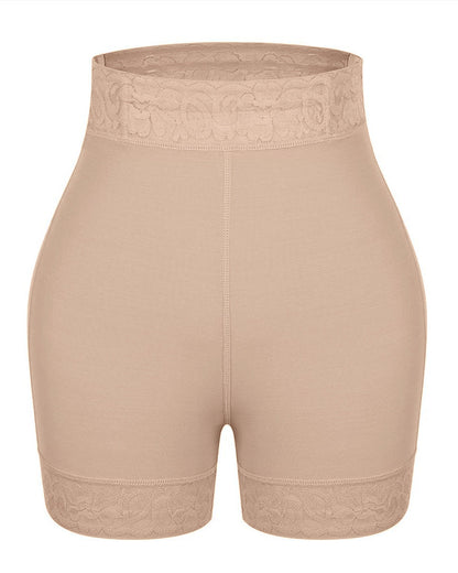 Pantalones cortos moldeadores de cintura media con ropa interior de control de barriga de encaje antideslizante para mujeres levantador de glúteos