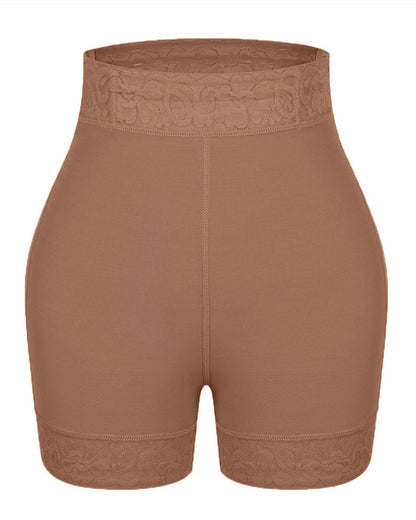 Pantalones cortos moldeadores de cintura media con ropa interior de control de barriga de encaje antideslizante para mujeres levantador de glúteos