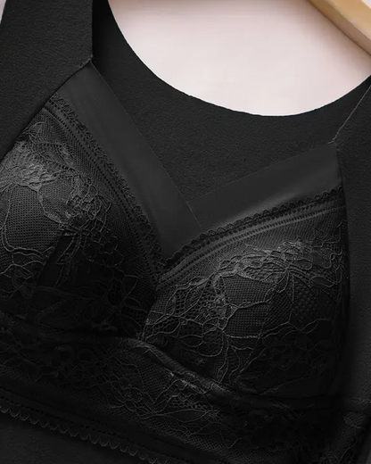Ropa interior térmica de terciopelo con cuello en V y encaje para mujer, otoño/invierno
