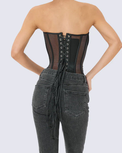Corsé sexy con costuras de malla (preventa)