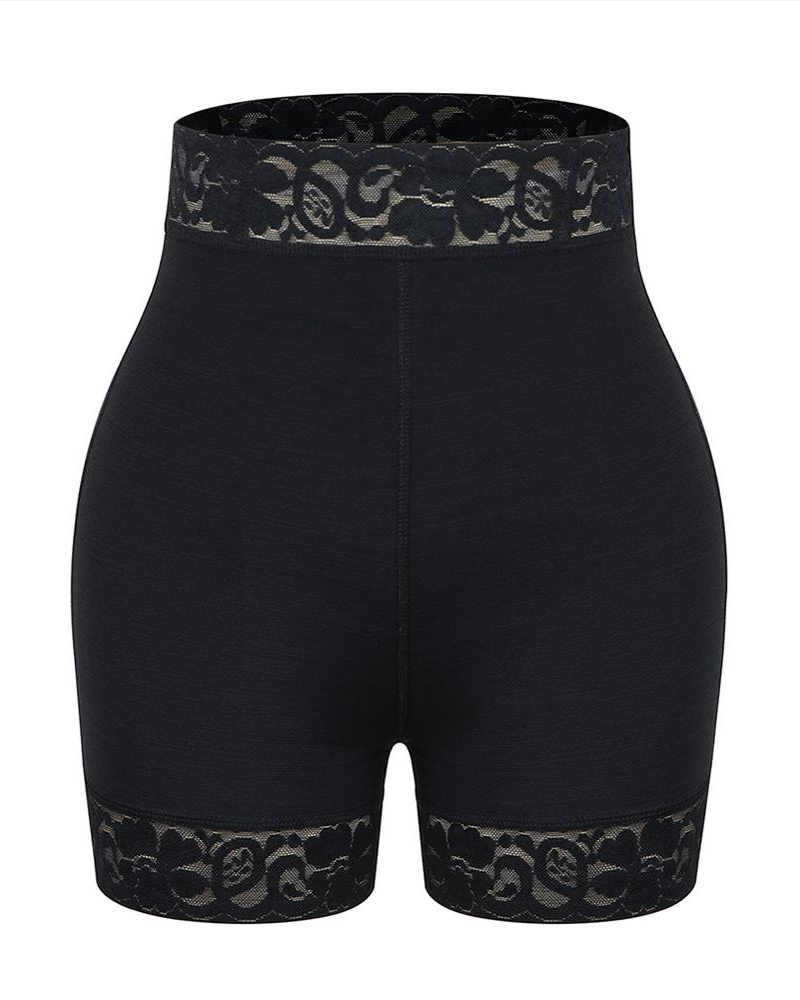Pantalones cortos moldeadores de cintura media con ropa interior de control de barriga de encaje antideslizante para mujeres levantador de glúteos