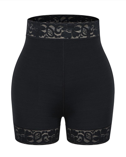 Pantalones cortos moldeadores de cintura media con ropa interior de control de barriga de encaje antideslizante para mujeres levantador de glúteos