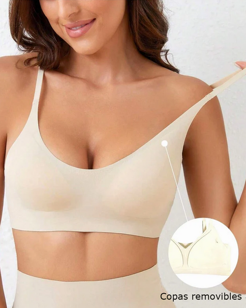 Sujetador sin costuras de color liso para mujer