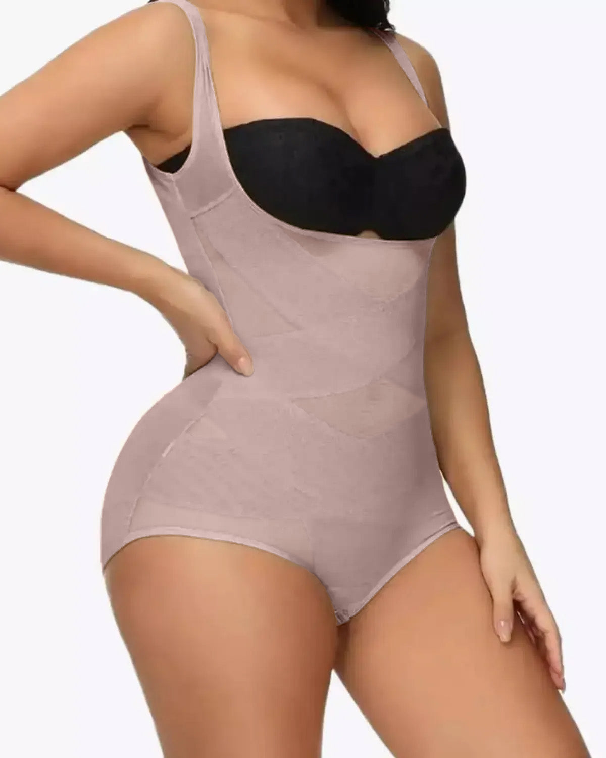 Body sexy de malla transparente que controla el abdomen